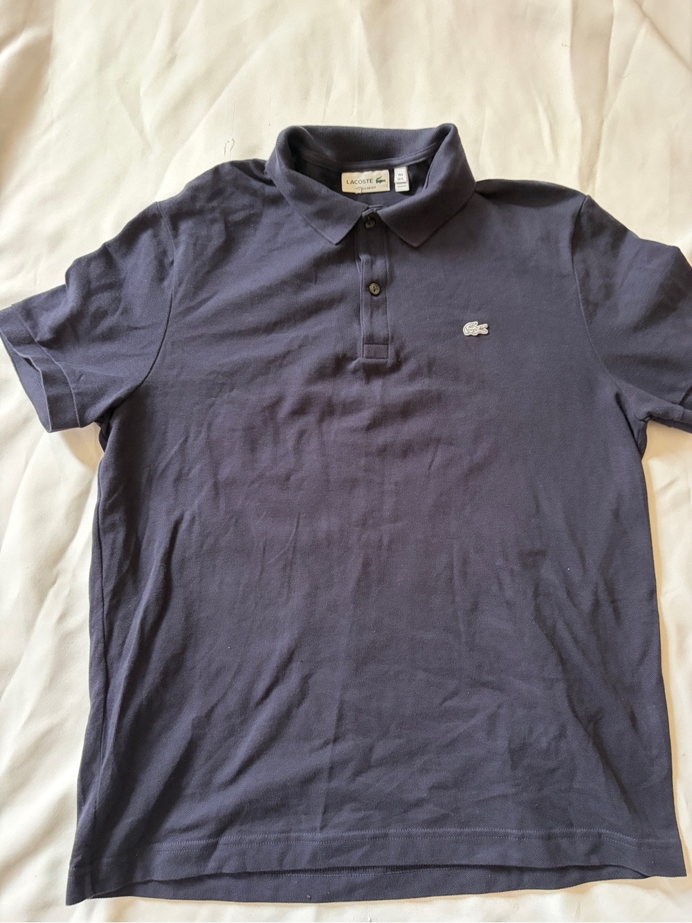 Lacoste Men’s Dark Navy Polo with Small Crocodile Logo
